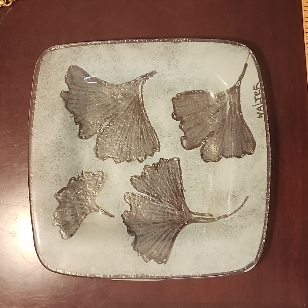 Walter Floral Fused Glass Trinket Dish Mid Century Modern